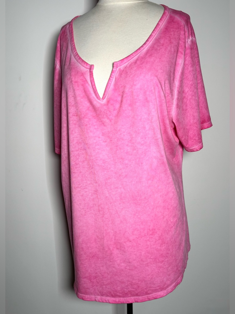 Terra & Sky 2X Soft Pink Acid Wash Tunic Top